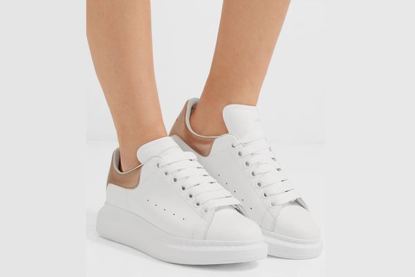 Alexander McQueen Metallic Leather Exaggerated-sole Sneakers