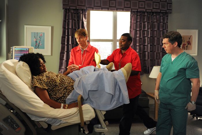30 ROCK, (from left): Sherri Shepherd, Jack McBrayer, Tracy Morgan, Chris Parnell, ‘When It Rains, I