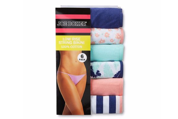 Joe Boxer Women’s 6-Pack Low-rise String Bikini Panties — Assorted