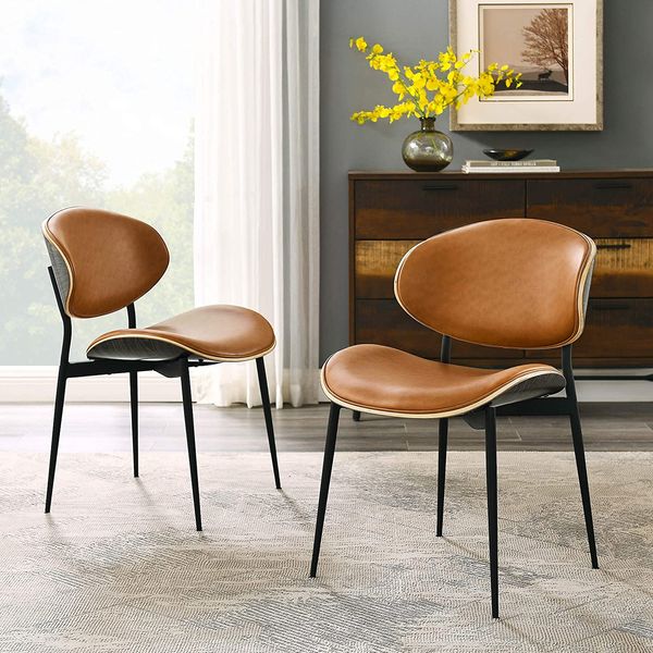 Art Leon Mid-Century Modern Retro Faux-Leather Upholstered Dining Chair