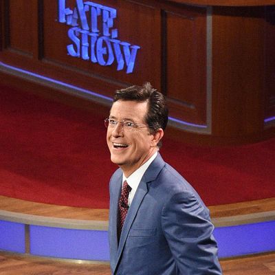 Stephen Colbert during the premiere episode of The Late Show with Stephen Colbert, Tuesday Sept. 8, 2015 on the CBS Television Network. Photo: Jeffrey R. Staab/CBS ÃÂ©2015 CBS Broadcasting Inc. All Rights Reserved