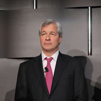 NEW YORK, NY - MAY 03: JPMorgan Chase & Co. chairman and CEO Jamie Dimon waits before speaking at Simon Graduate School of Business at the University of Rochester's New York City Conference on May 3, 2012 in New York City. Dimon spoke about the state of the economy and regulations in the banking industry. (Photo by Mario Tama/Getty Images)