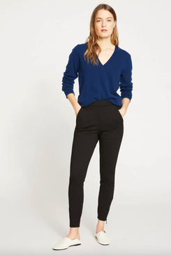 Loft Pull On Straight Pants In Ponte Navy Blue