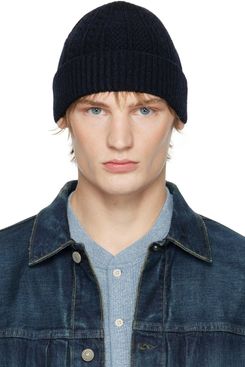 RRL Navy Aran-Knit Wool-Cashmere Watch Beanie