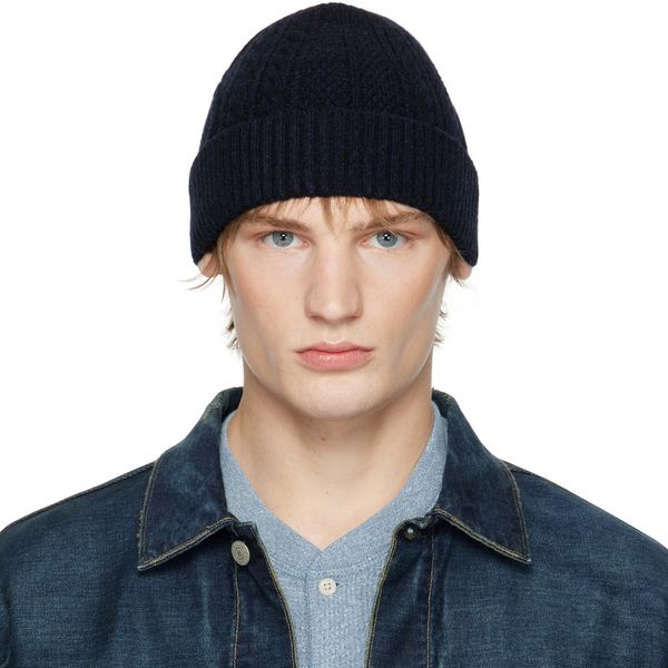 RRL Navy Aran-Knit Wool-Cashmere Watch Beanie