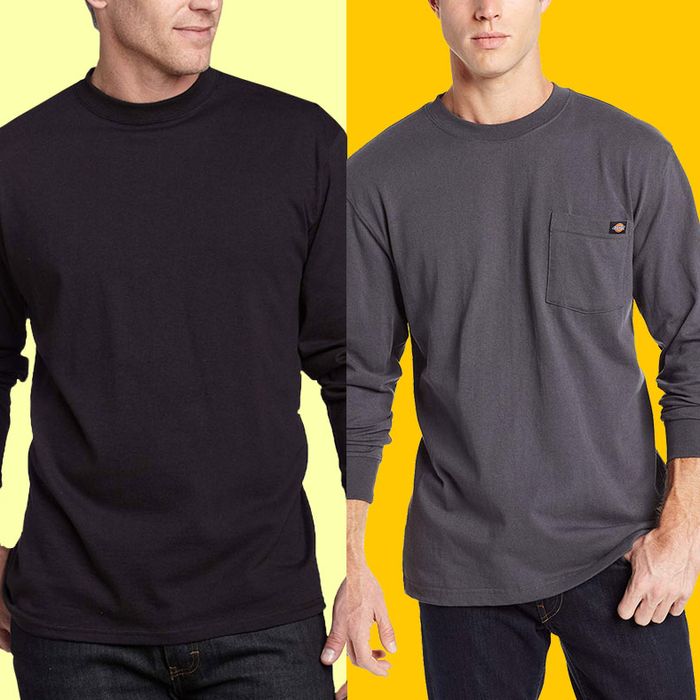 Men's pullover tas col Basic Tee Casual Tops T-Shirts Plain Manche Longue Neuf 