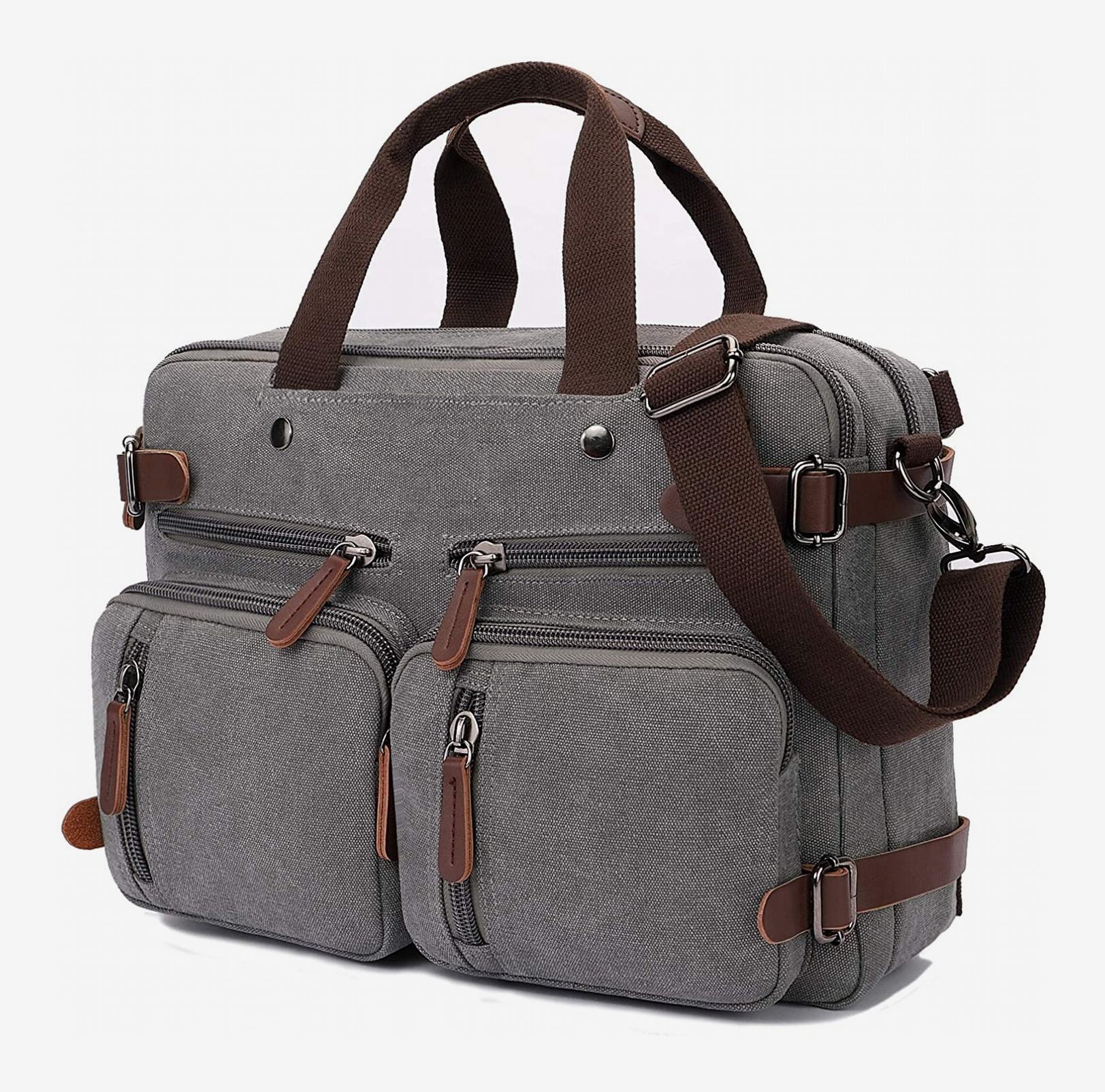 Plambag Canvas Messenger Bag Small Travel School Crossbody Bag Fit iPad Coffee