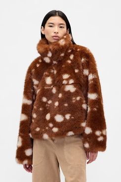 Gap × Sandy Liang Spotted Vegan Fur Half-Zip Pullover