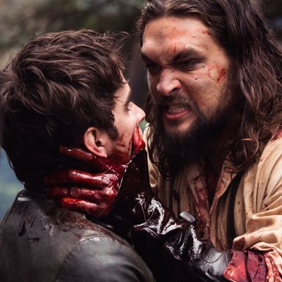 Michael Smyth (Landon Liboiron) and Declan Harp (Jason Momoa) in Frontier, the six-episode, one-hour drama from NETFLIX series currently shooting in Newfoundland, Canada. FRONTIER follows the chaotic and violent struggle to control wealth and power in the North American fur trade of the late 18th century, created by Rob Blackie and Peter Blackie, directed by Brad Peyton.​ ​Photo credit: Duncan de Young