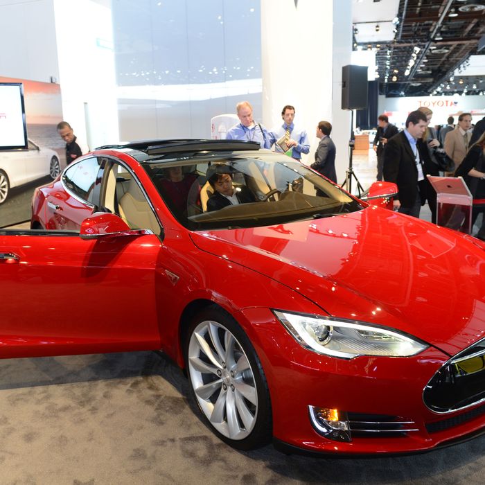 The Tesla Model S, Motor Trend Car of the Year is introduced at the 2013 North American International Auto Show in Detroit, Michigan, January 15, 2013. 
