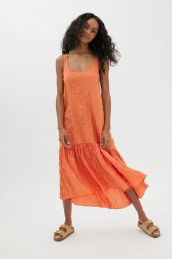 UO Claudia Plisse Maxi Dress