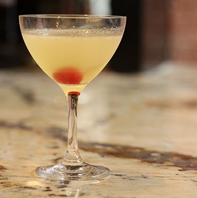 The Wayward Son: Buffalo Trace White Dog, yellow Chartreuse, and turmeric syrup.