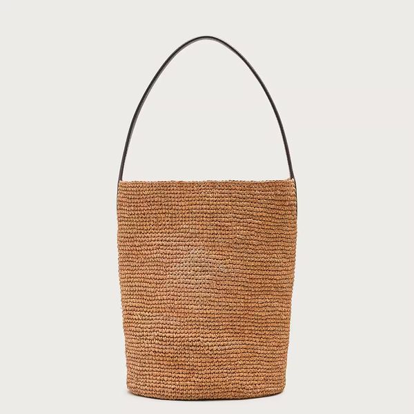J. Crew Berkeley Handknotted Bucket Bag in Raffia