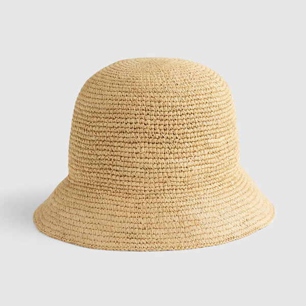 Madewell Hand-Crocheted Seamless Bucket Hat in Raffia