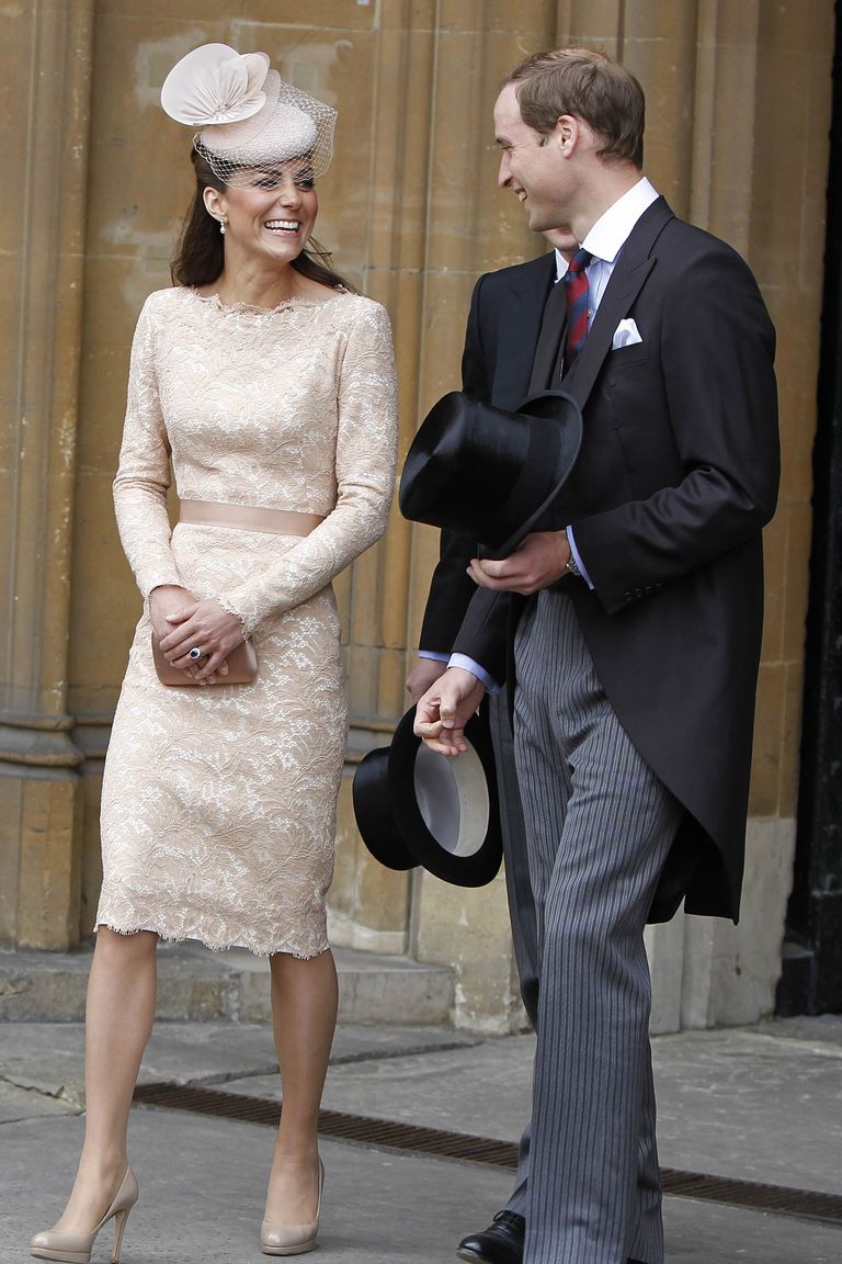 LONDON, UNITED KINGDOM - JUNE 05:  Catherine, Duchess of Cambridge and Prince William, Duke of Cambridge leave Westminster Hall after a Diamond Jubilee Luncheon given for The Queen by The Livery Companies of The City of London on June 5, 2012 in London, England. For only the second time in its history the UK celebrates the Diamond Jubilee of a monarch. Her Majesty Queen Elizabeth II celebrates the 60th anniversary of her ascension to the throne today with a carriage procession and a service of thanksgiving at St Paul’s Cathedral. (Photo by Peter Byrne - WPA Pool/Getty Images)