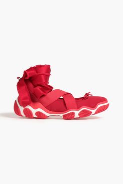 RED(V) Leather-trimmed Neoprene Sneakers