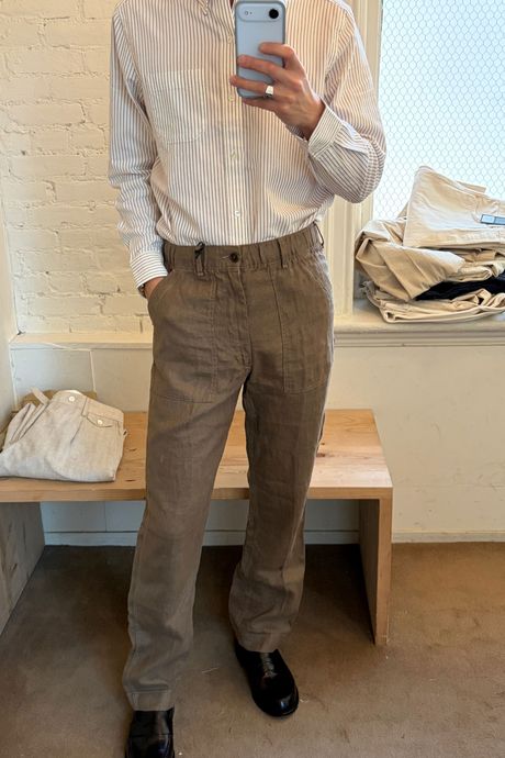 man in brown pants