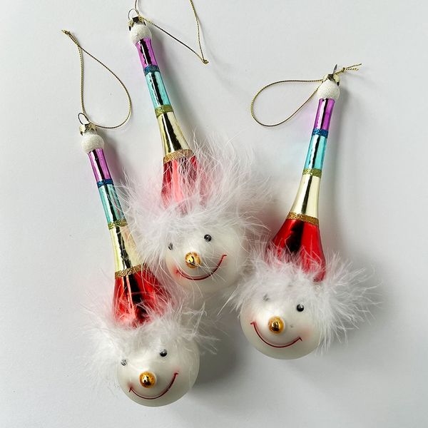 Patch NYC Snowman with Rainbow Hat Glass Ornament