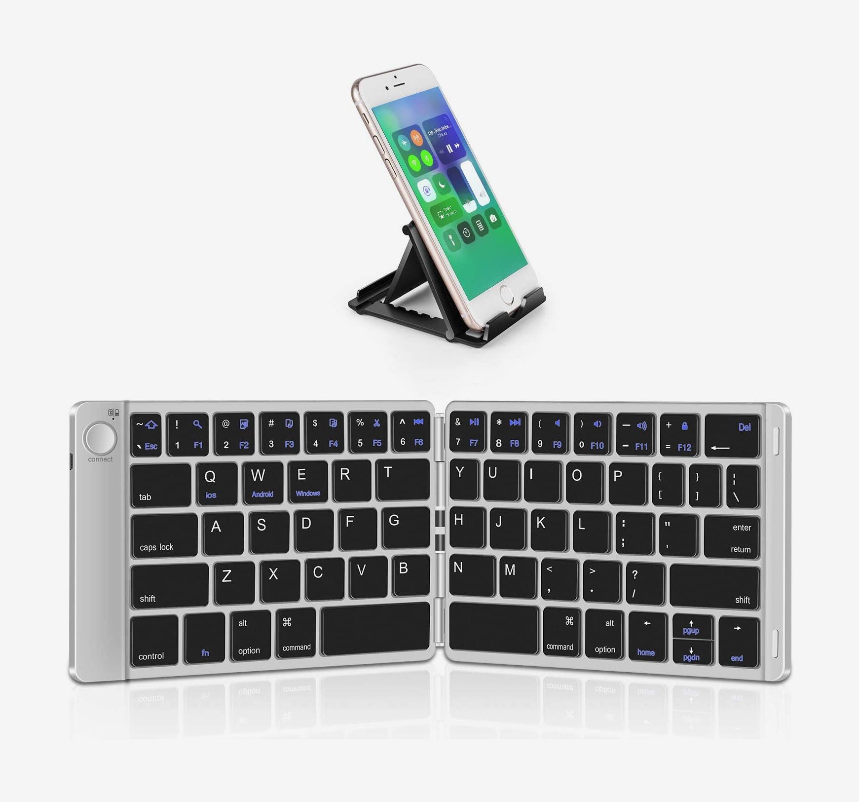 Geyes Folding Bluetooth Keyboard, Foldable Wireless Keyboard with Portable  Pocket Size, Aluminum Alloy Housing, for iPad, iPhone,Android Devices, and