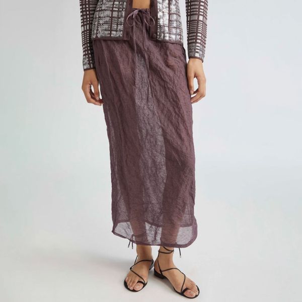 Zankov Rickie Crinkled Metallic Drawstring Skirt