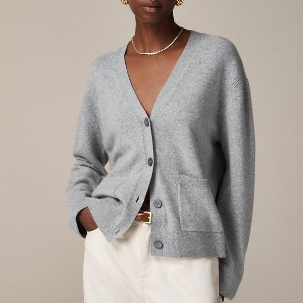 J.Crew Cashmere Patch-Pocket Cardigan Sweater