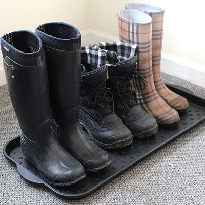 Ottomanson Multi-Purpose Indoor & Outdoor Waterproof Tray 30 x 15 Black