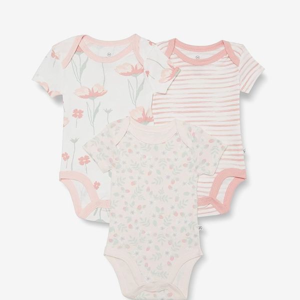 HonestBaby Unisex-baby 3-pack Short Sleeve Bodysuits
