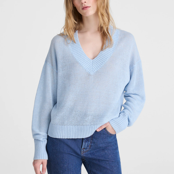 Madewell Deep V-Neck Sweater in 100% Linen