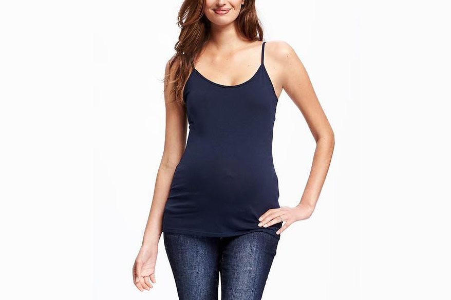 Navy, XL Lace Splice Pregnant Nursing Tank Top Baby Bump Tee Pajamas Double Layer Breastfeeding Pregnancy Basic Top