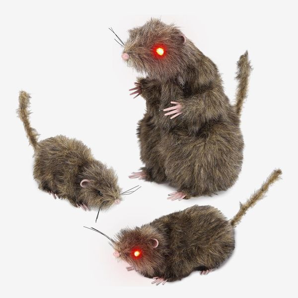 ATDAWN Realistic Furry Fake Rats - 3 Pack