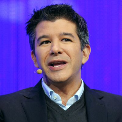 Travis Kalanick, Co-Founder and CEO of Uber, a mobile application connecting passengers with drivers of vehicles for hire, talks during a session of LeWeb 2013 event in Saint-Denis near Paris on December 10, 2013.