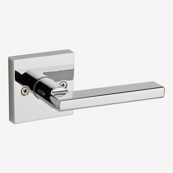 Kwikset Halifax Square Satin Brass Privacy Bed Bath Door Handle