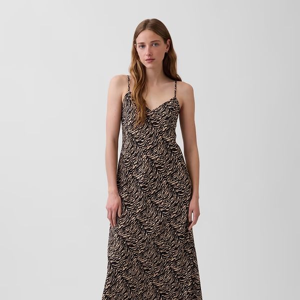 Gap Zebra Print Midi Slip Dress