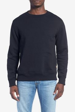 Billy Reid Dover Crewneck Sweatshirt With Leather Elbow Patches
