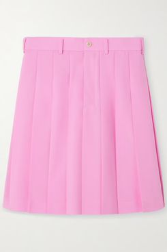 Comme Des Garçons Girl Pleated Wool Grain De Poudre Midi Skirt