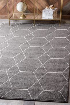 Unique Loom Trellis Frieze Collection Lattice Moroccan Geometric Modern Dark Gray Area Rug 8' x 10'