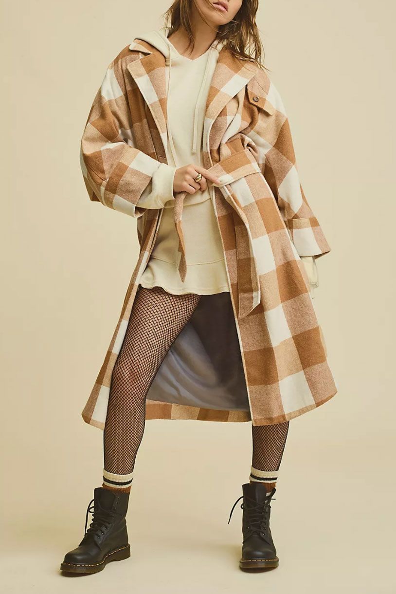 Dreamedge Women Winter Long Woolen Coat Bandage Overcoat with Buttons A-line Parka Casual Elegant