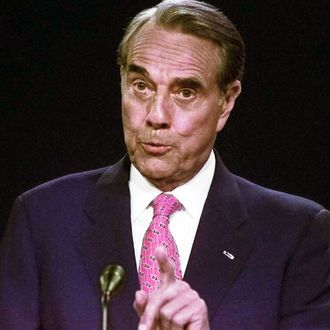 Presidential Candidate Bob Dole answers a question 6 October during the Presidential debate in Hartford, CT. 