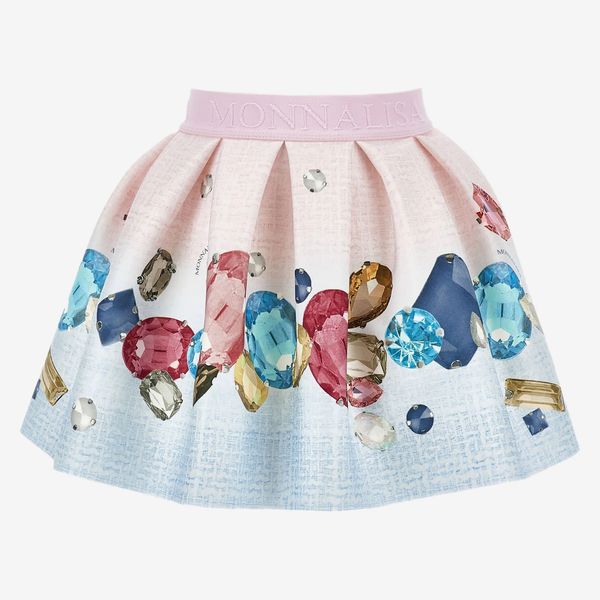 Monnalisa Gemstone-Print Pleated Skirt