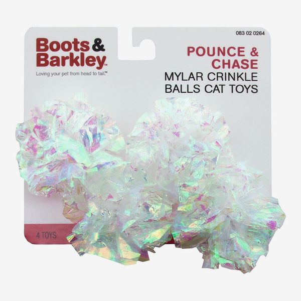 Boots & Barkley Pounce & Chase Mylar Crinkle Balls Cat Toys - 4pk