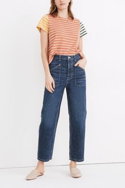 Madewell Rivet & Thread High-Rise Relaxed Straight Jeans in Fiske Wash
