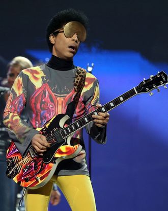 Recording artist Prince performs with singer Mary J. Blige onstage during the 2012 iHeartRadio Music Festival at the MGM Grand Garden Arena on September 22, 2012 in Las Vegas, Nevada.