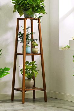 Indoor Planters and Plants NOT Included Mid Century Modern Plant Stand Unique Easily Adjustable Bamboo Plant Stand for Pots from 4 to 12 - Mid Century Plant Stand 