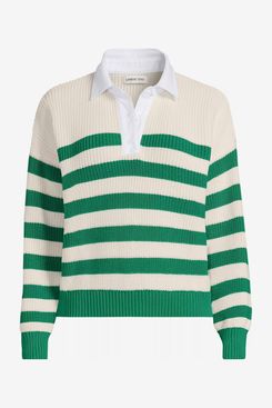 Lands’ End Women’s Drifter Rugby with Woven Collar Sweater