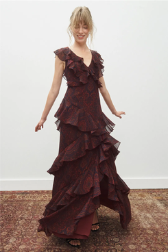 Lauren Ralph Lauren V-Neck Ruffle Floral Gown