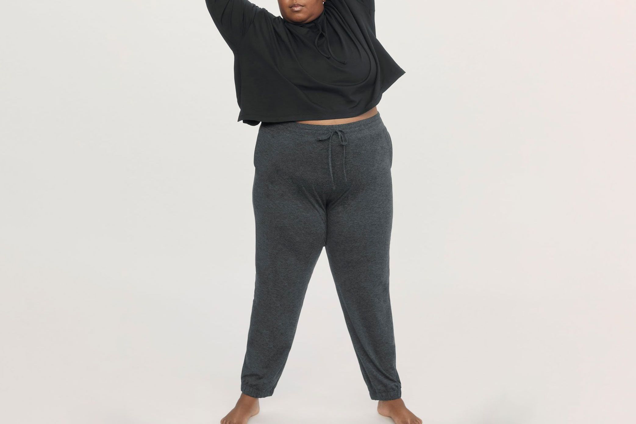  Women's Plus Size Super Soft Clinched Sweatpants (Grey