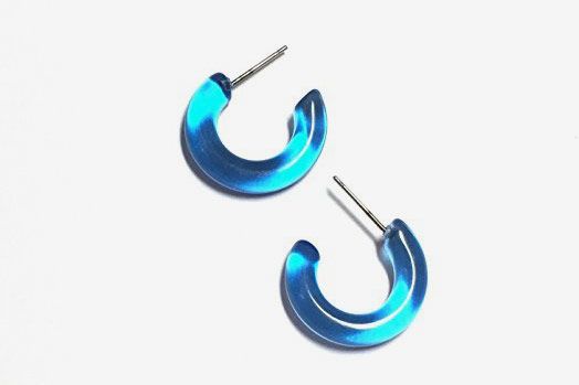 Turquoise Lucite Hoop Earrings