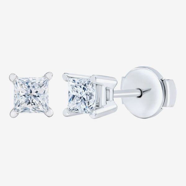 Costco Princess Cut 0.73 ctw VS2 Clarity, G Color Diamond 14kt Gold Stud Earrings