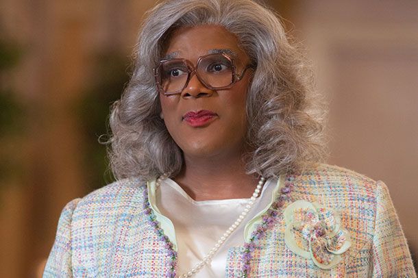 Materials: The technical wizardry involved in turning Tyler Perry into Madea hasn’t yet been fully revealed, but it’s safe to assume rubbery latex is used to fatten up his face and a padded suit that looks nothing like skin (notice how he/she always wears long sleeves?) rounds out his body.&nbsp;
&nbsp;
What Perry said: “It’s too much. It’s the wig and the hair and the makeup and the fat suit. It’s all too much. But as long as people want to see it, I’ll do it.”
&nbsp;
What Vulture says: As fun as it is to pile on Tyler Perry, his rotund alter ego actually looks like someone you’d see on the street. For as much as the guy plays to the cheap seats, at least he resisted the urge to turn Madea into a black Violet Beauregarde.
&nbsp;
What our weight guesser says: 285