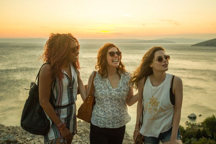 Phoebe Robinson, Vanessa Bayer, and Gillian Jacobs in Ibiza.